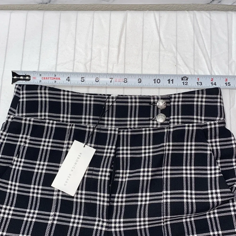 VERONICA‎ BEARD Saira Check Culotte Shorts In Black White Black, size 2 - Picture 10 of 14